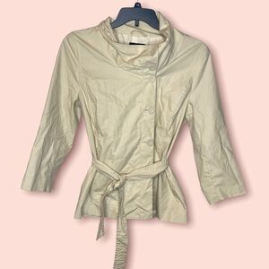 H&M funnel neck windbreaker lightweight spring Jacket khaki beige cotton